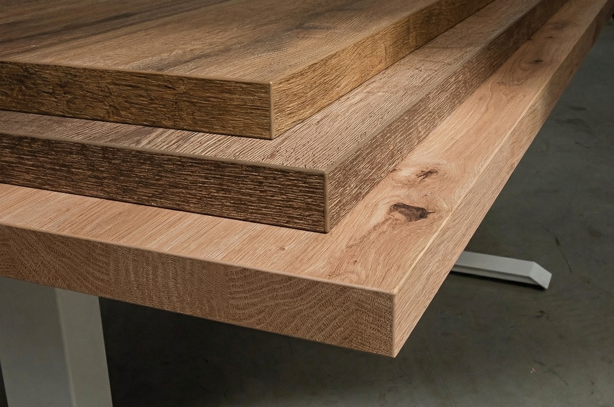 18 mm, 25 mm oder 38 mm Tischplattenst&auml;rke im Vergleich