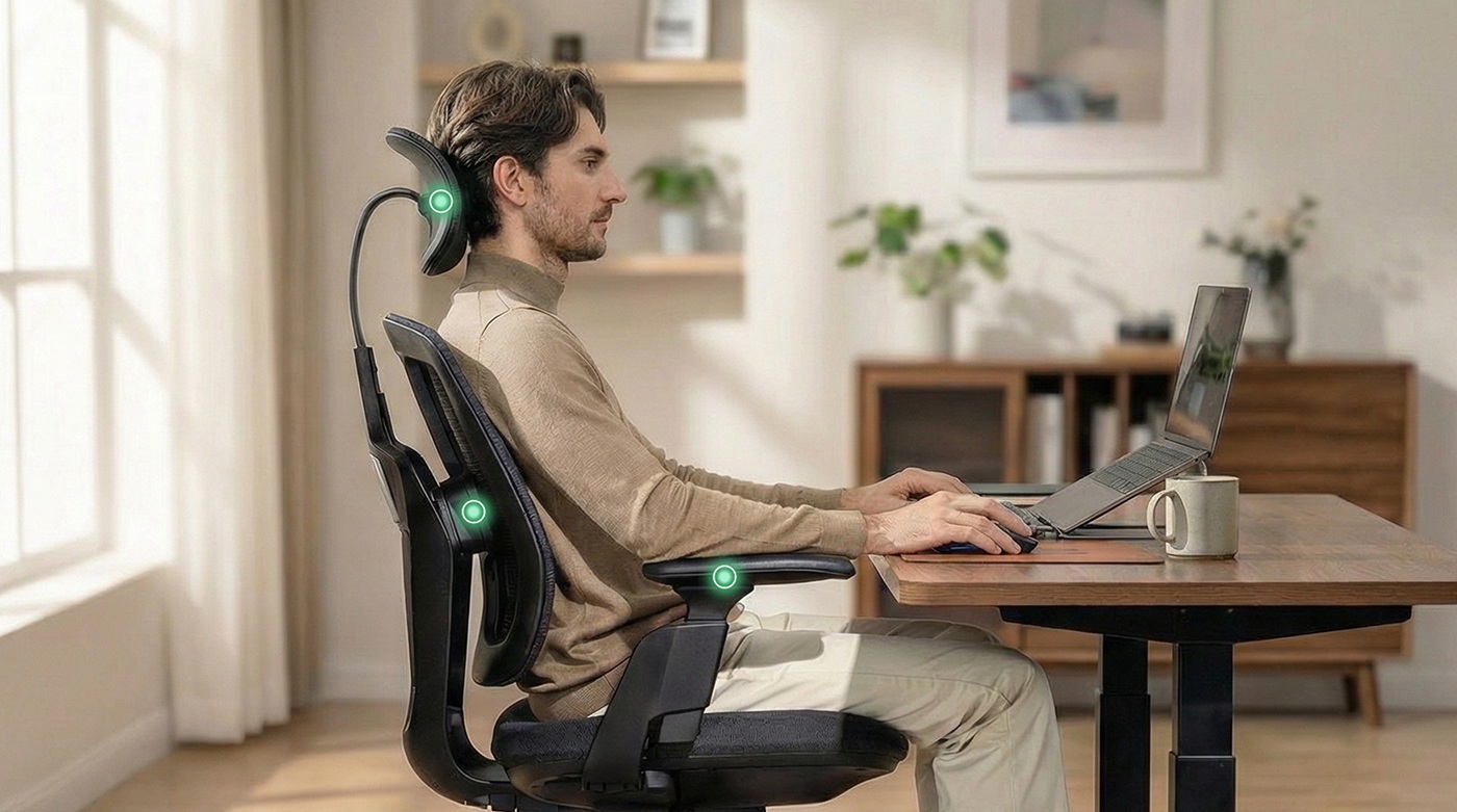 Prawidłowa ergonomiczna pozycja przy biurku podczas pracy przy komputerze