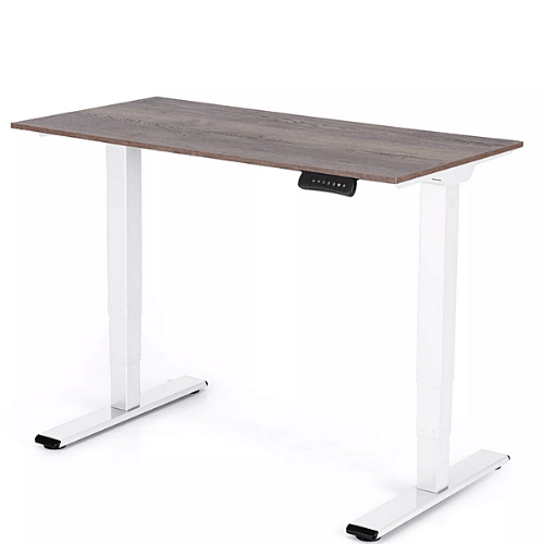  Výškově nastavitelný stůl 1180x600x18 mm, deska dub halifax cínový, 3segmentová bílá podnož