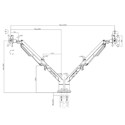 Liftor Arm DA02, držák na 2 monitory