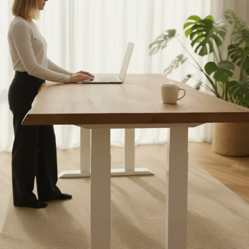 Výškově nastavitelný stůl se 4 nohami Liftor Rock, bílý