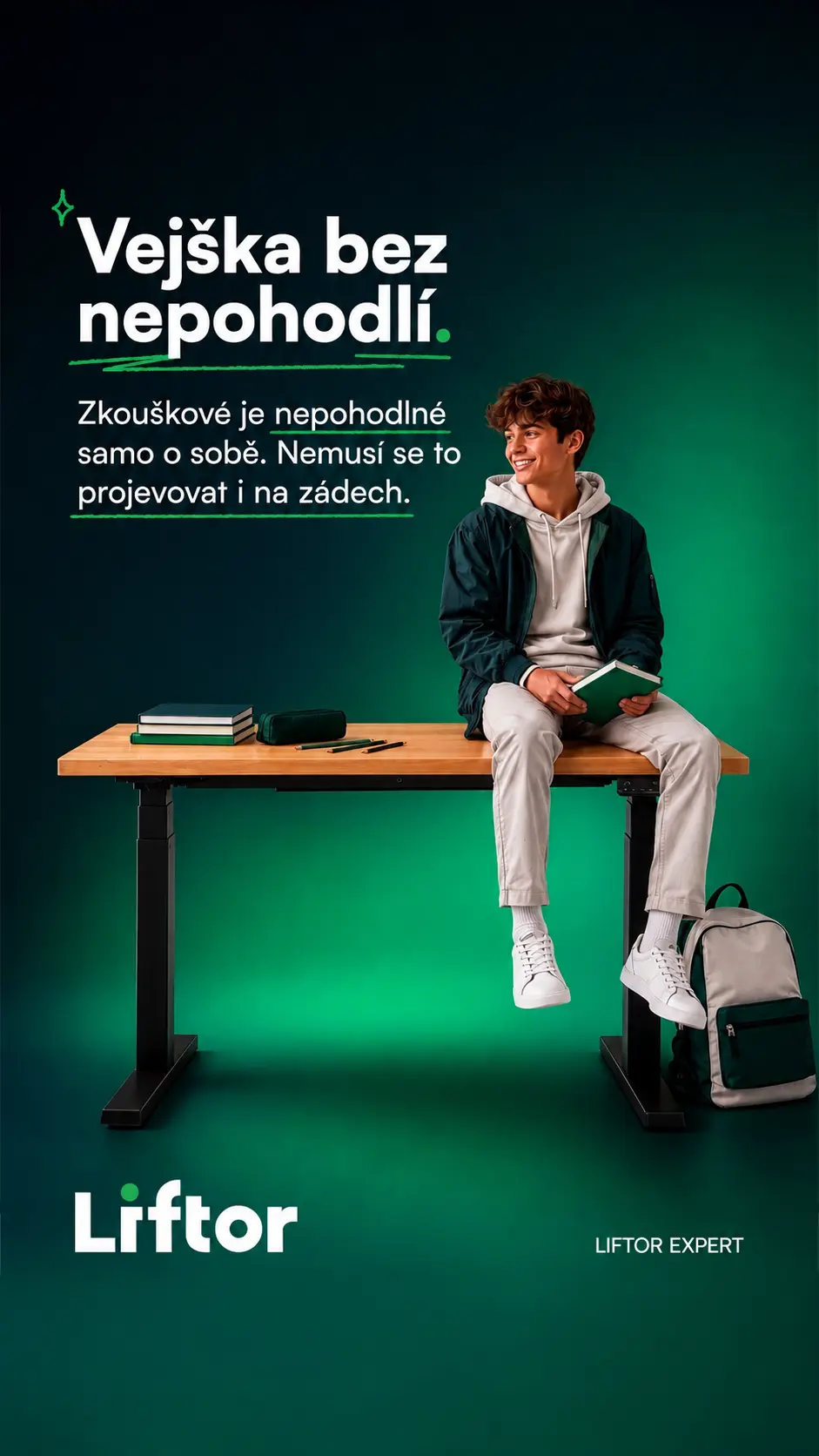 Liftor Expert &mdash; polohovací stůl pro studium